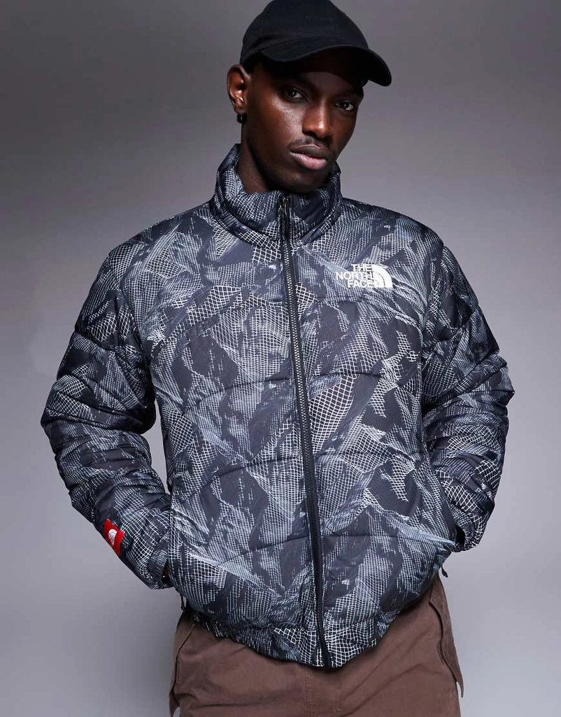 The North Face Seven Summits 2000 puffer jacket in grey mountain print-Multi